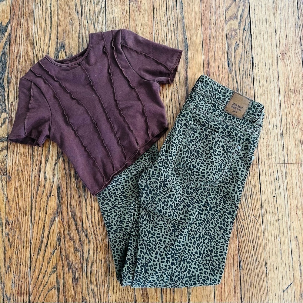 Zara leopard pant crop top